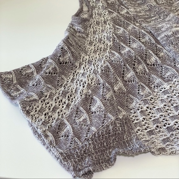 Anthropologie Moth Lavena Pointelle Draped Open Front Cardigan Sweater Vest Grey - Picture 11 of 16